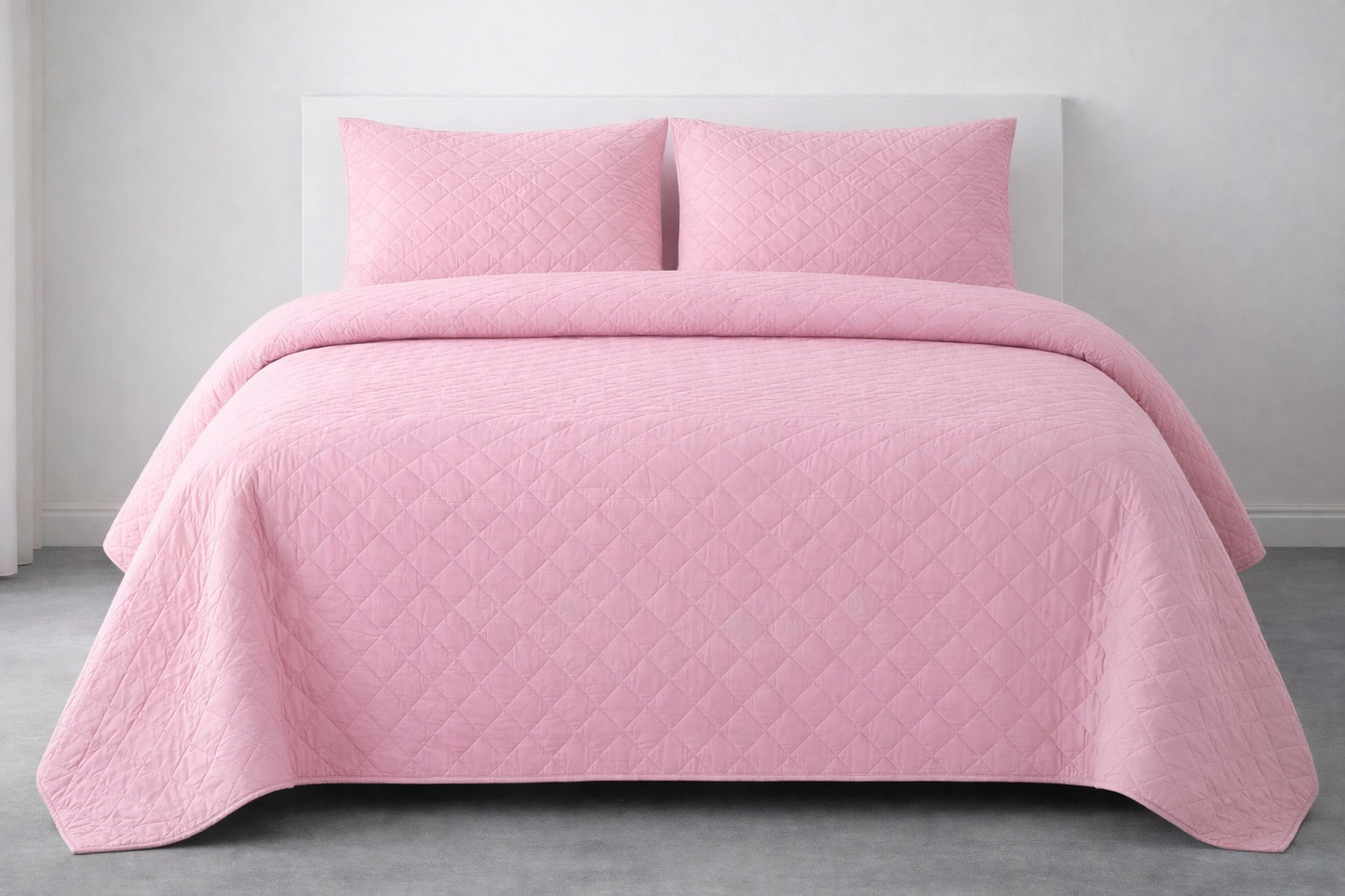 BABY PINK QUILTED BEDSPREAD 3PCS