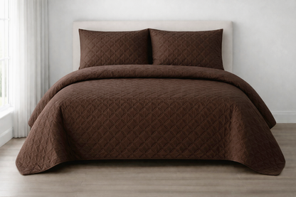 CHOCOLATE QUILTED BEDSPREAD 3PCS