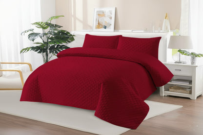 MEROON QUILTED BEDSPREAD 3PCS