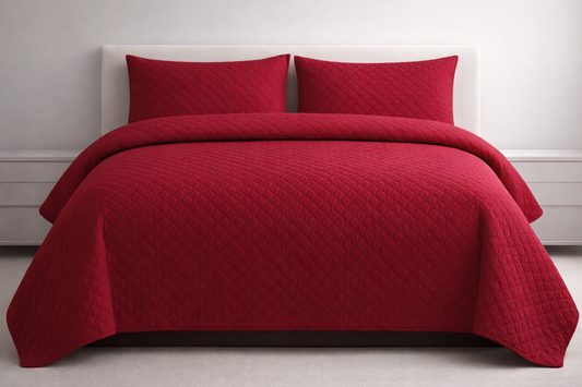 MEROON QUILTED BEDSPREAD 3PCS