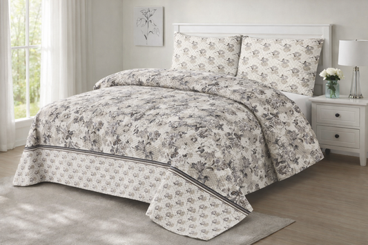 FLORAL PRINTED BEDSPREAD 3PCS