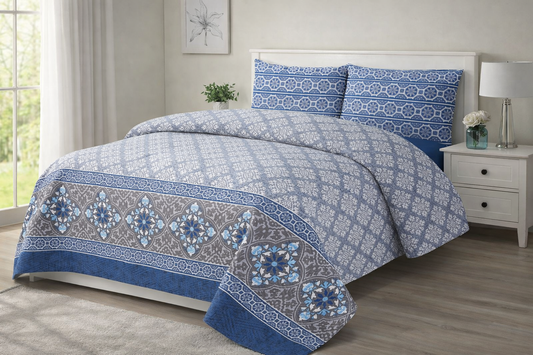 MEDALLION BORDER PRINTED BEDSPREAD 3PCS