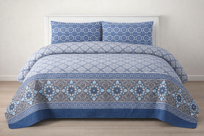 MEDALLION BORDER PRINTED BEDSPREAD 3PCS